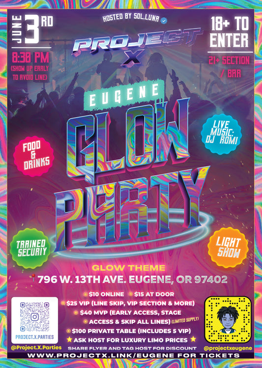 Eugene Glow Party VIP